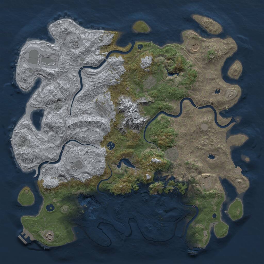 Rust Map: Procedural Map, Size: 5000, Seed: 618, 17 Monuments