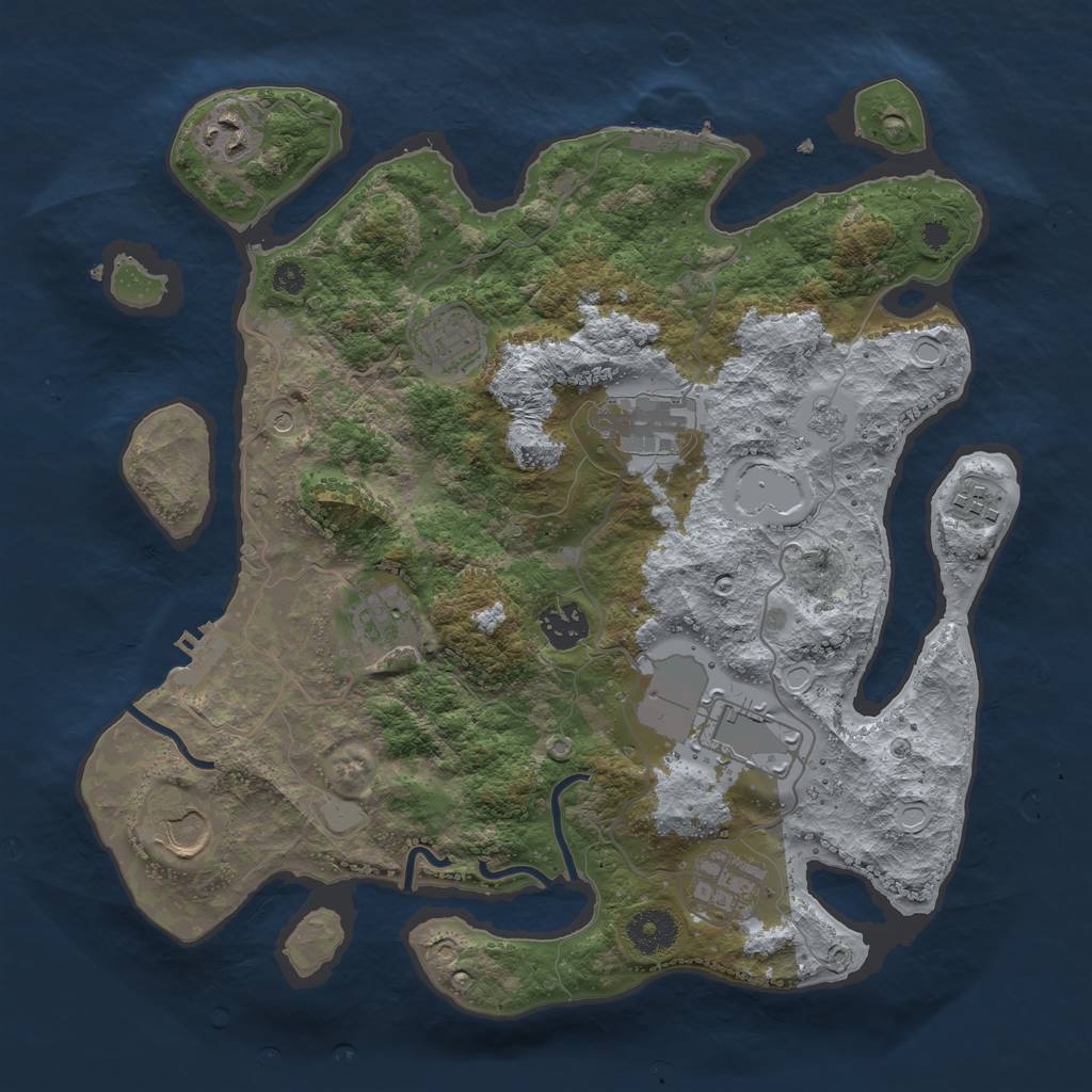 Rust Map: Procedural Map, Size: 3500, Seed: 162508613, 18 Monuments