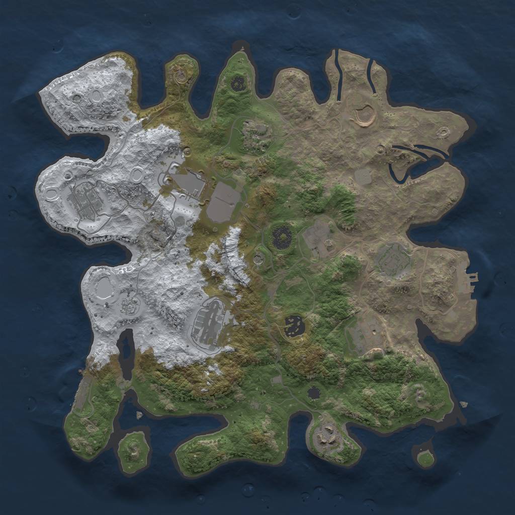 Rust Map: Procedural Map, Size: 3500, Seed: 674843515, 19 Monuments
