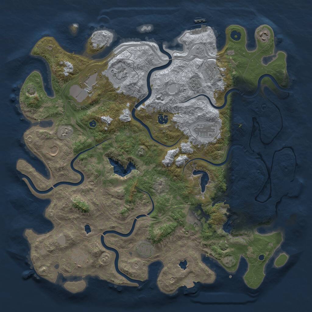 Rust Map: Procedural Map, Size: 4500, Seed: 2563, 17 Monuments