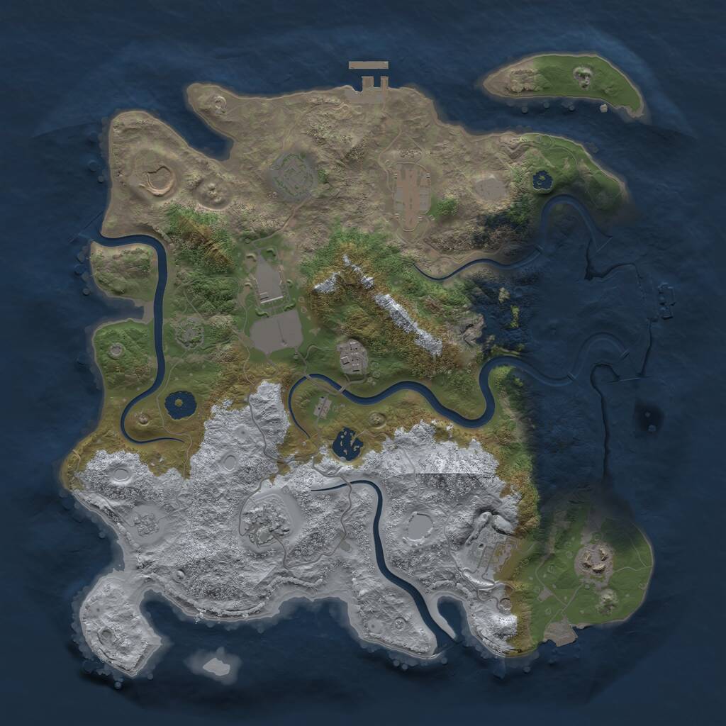 Rust Map: Procedural Map, Size: 3700, Seed: 1211320258, 15 Monuments