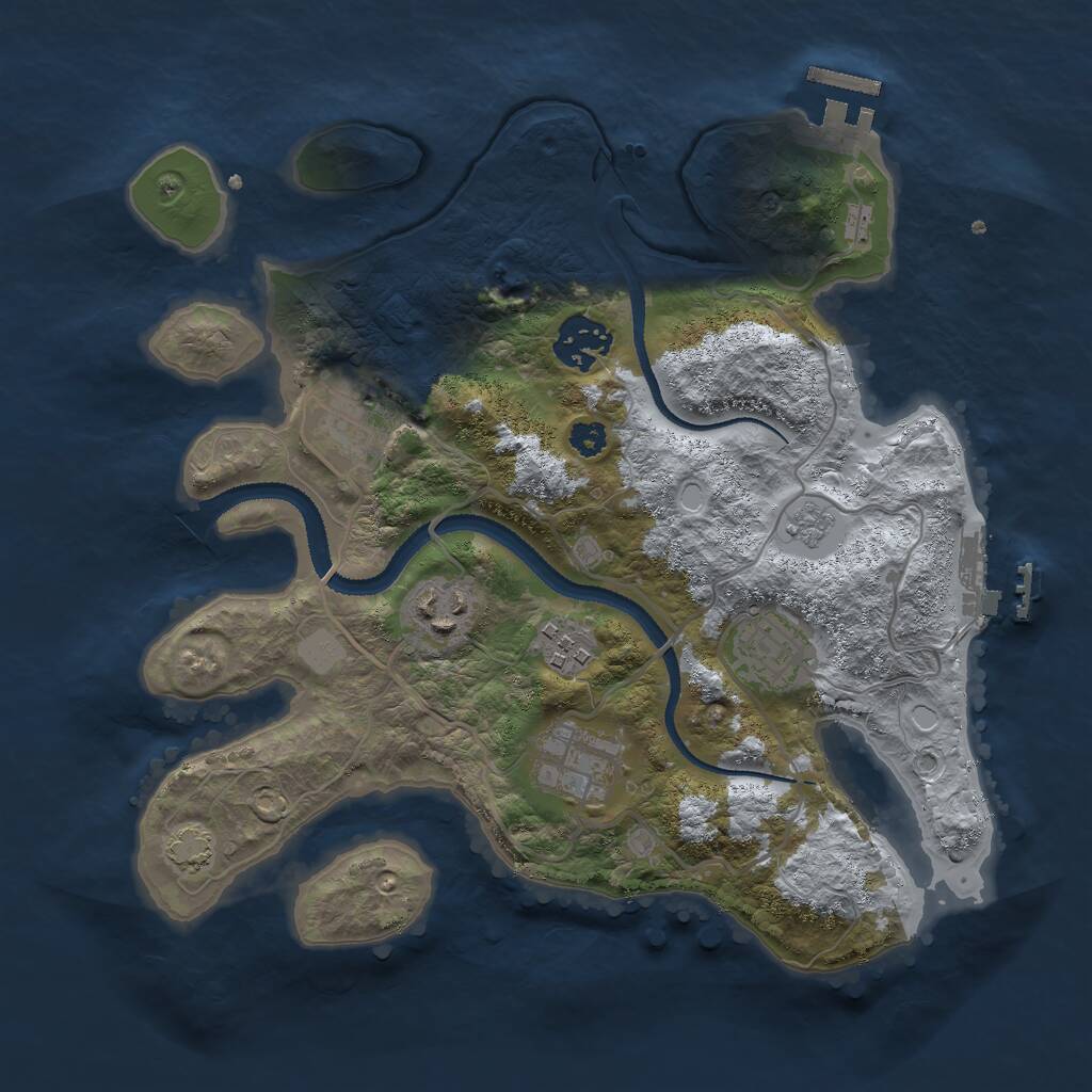 Rust Map: Procedural Map, Size: 3000, Seed: 1092865705, 11 Monuments