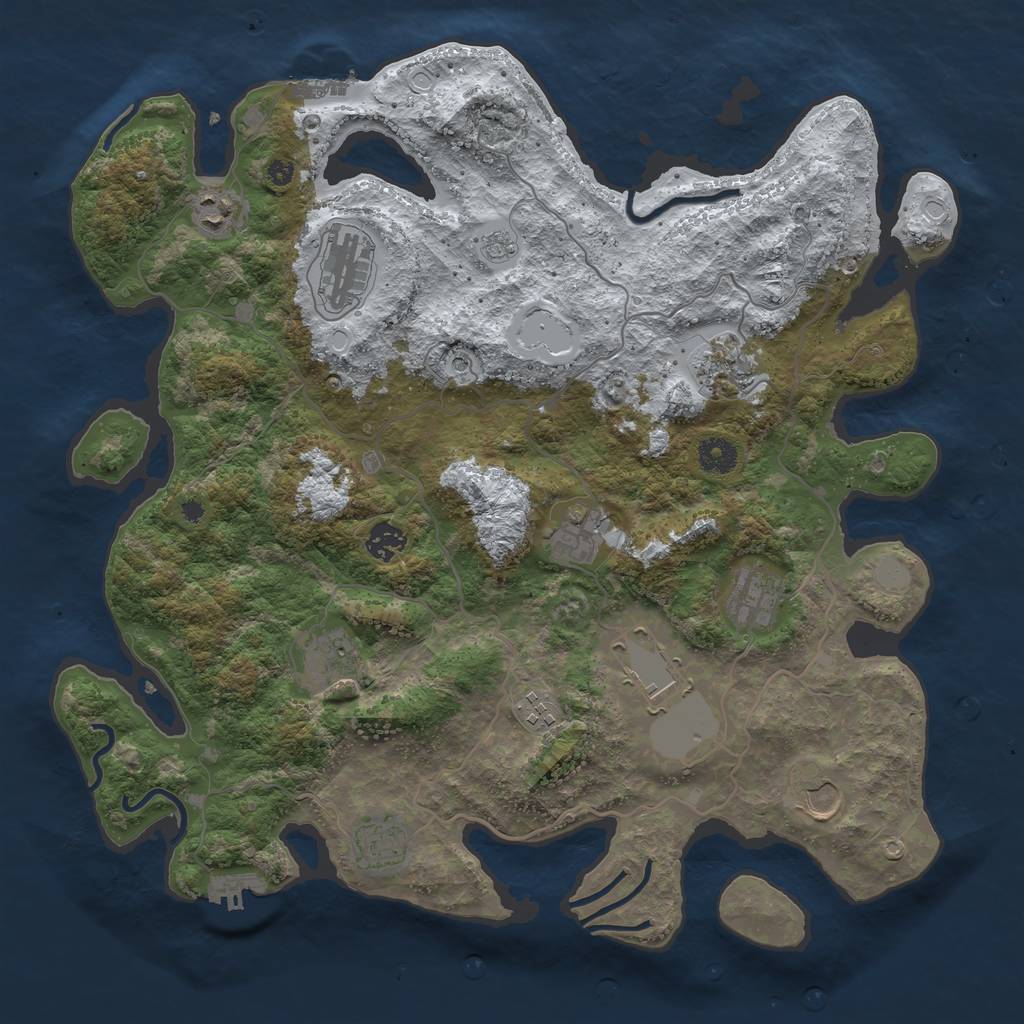 Rust Map: Procedural Map, Size: 4000, Seed: 2133799554, 20 Monuments