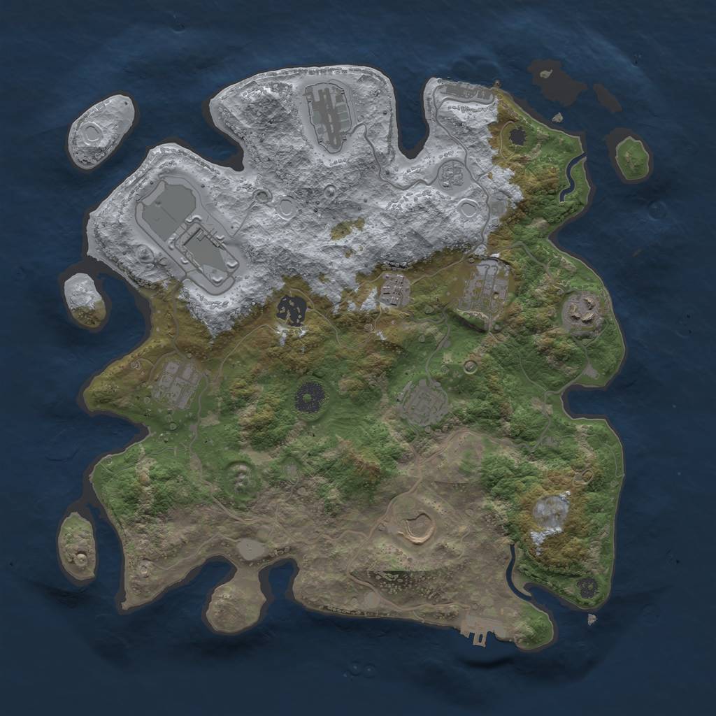 Rust Map: Procedural Map, Size: 3500, Seed: 1508285158, 17 Monuments