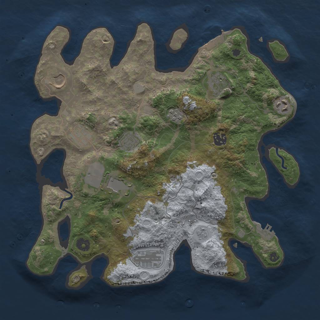 Rust Map: Procedural Map, Size: 3500, Seed: 1705850554, 18 Monuments
