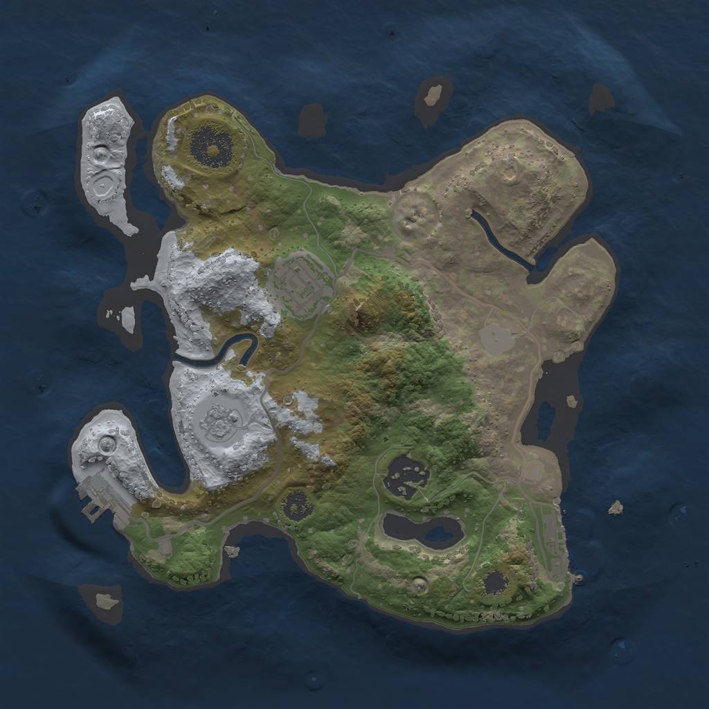 Rust Map: Procedural Map, Size: 2500, Seed: 812693521, 10 Monuments