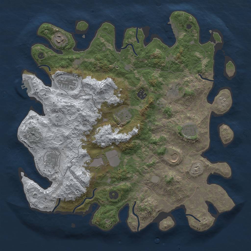 Rust Map: Procedural Map, Size: 4000, Seed: 1852945, 19 Monuments