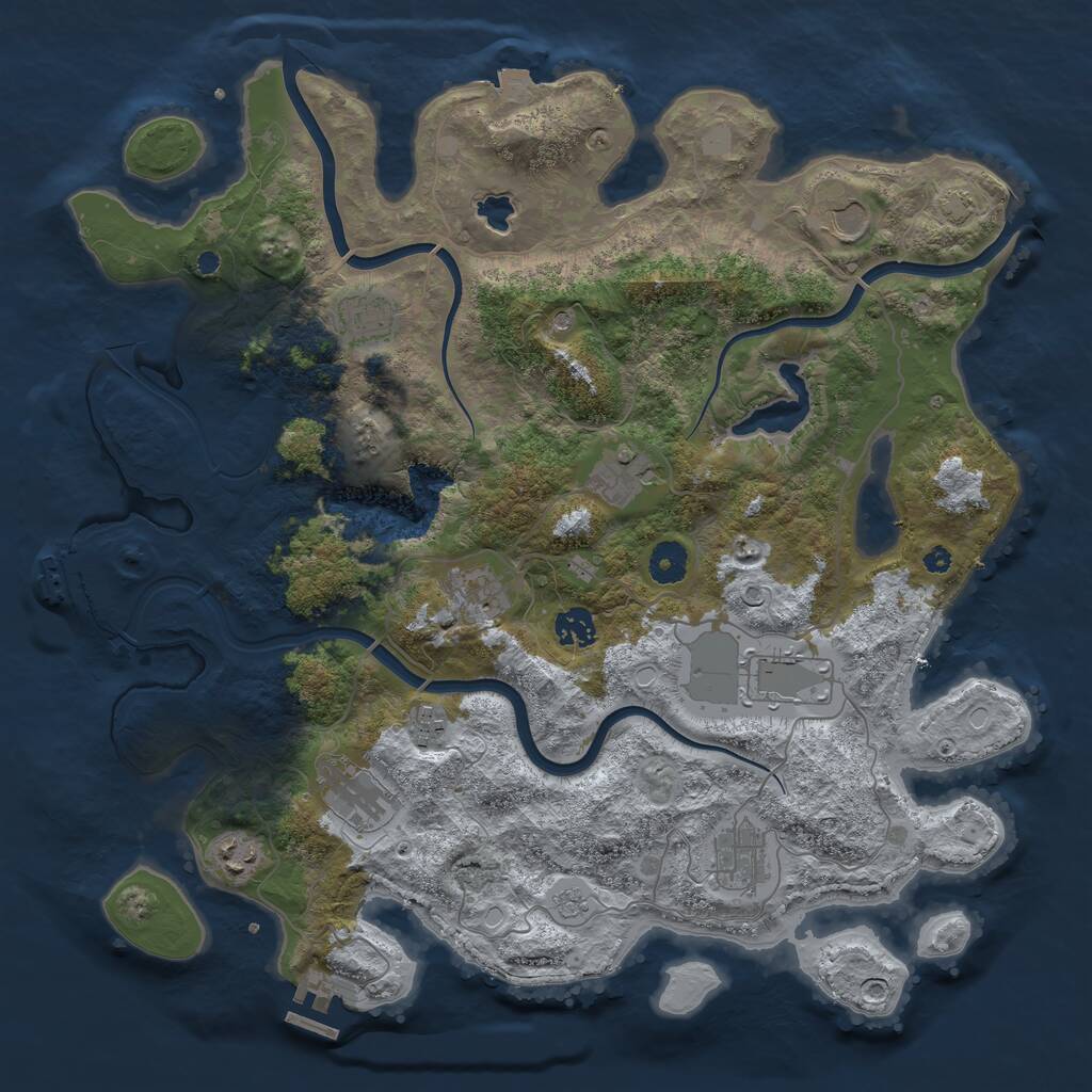 Rust Map: Procedural Map, Size: 4000, Seed: 632852, 16 Monuments