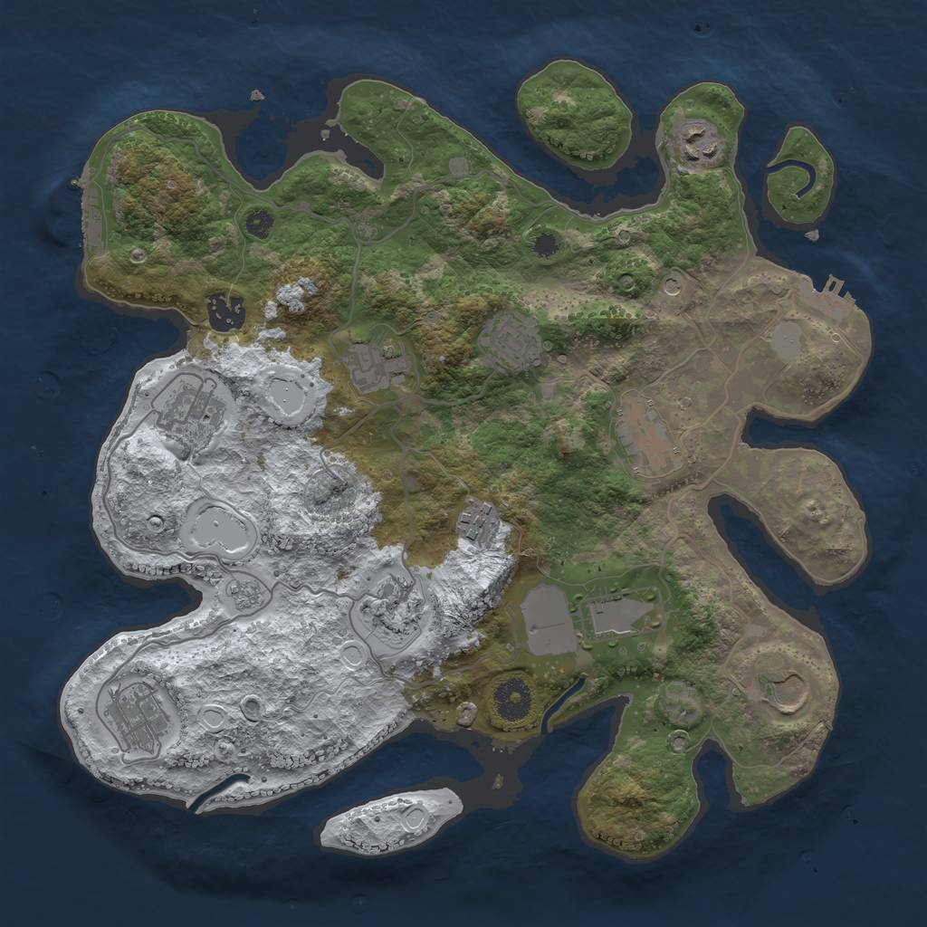 Rust Map: Procedural Map, Size: 3500, Seed: 1791248682, 20 Monuments