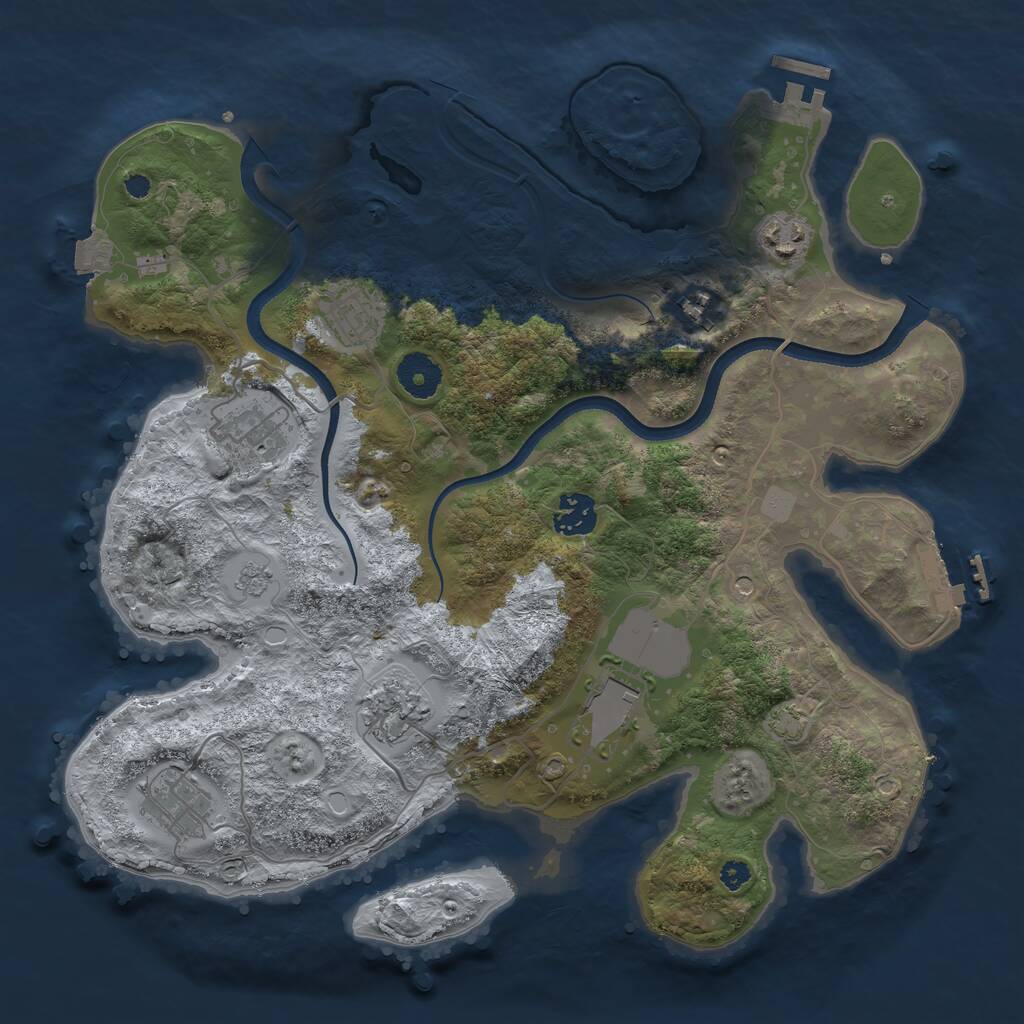 Rust Map: Procedural Map, Size: 3500, Seed: 1791248682, 14 Monuments
