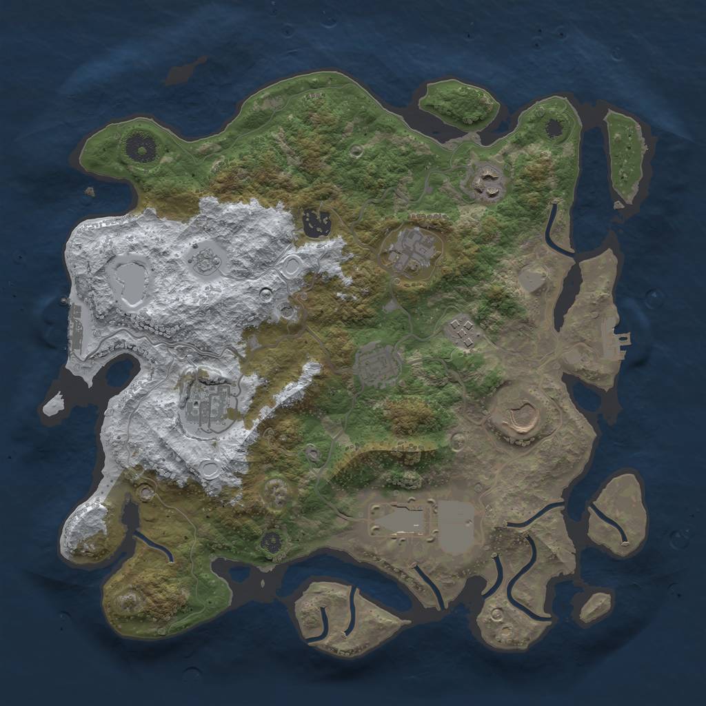 Rust Map: Procedural Map, Size: 3500, Seed: 1909261636, 17 Monuments