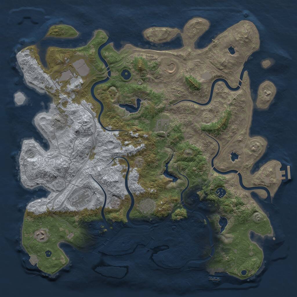 Rust Map: Procedural Map, Size: 4500, Seed: 497421387, 14 Monuments