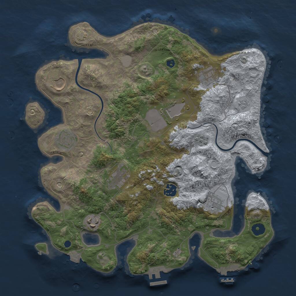 Rust Map: Procedural Map, Size: 3500, Seed: 1308470508, 15 Monuments