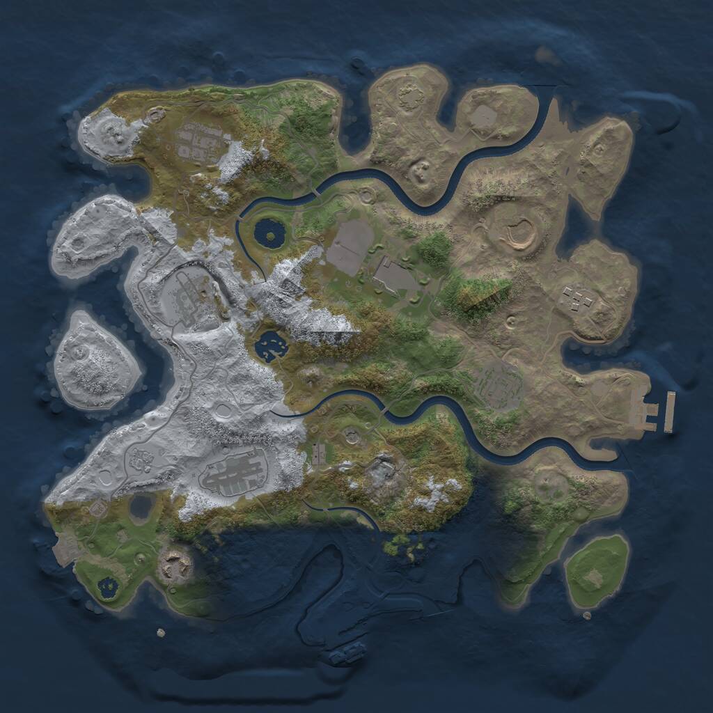 Rust Map: Procedural Map, Size: 3500, Seed: 6852, 15 Monuments