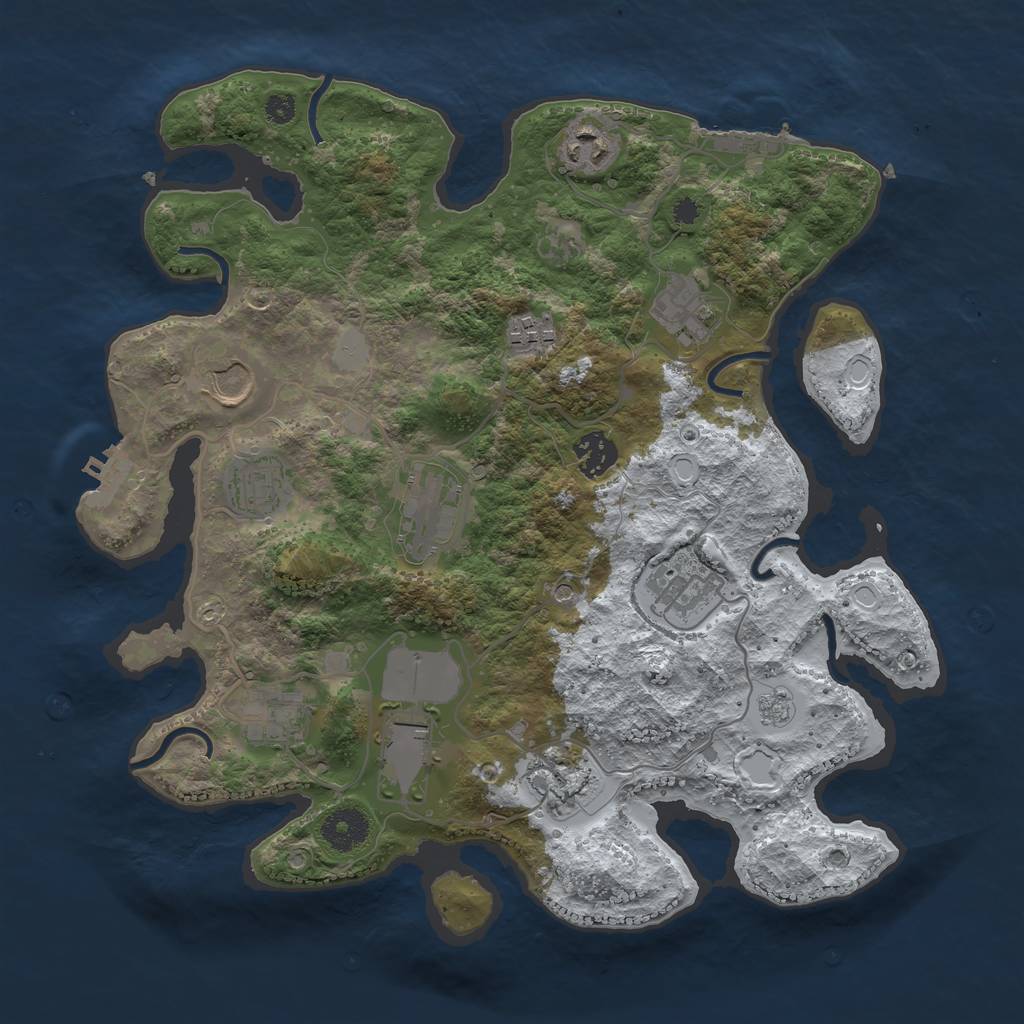 Rust Map: Procedural Map, Size: 3500, Seed: 1711132326, 20 Monuments