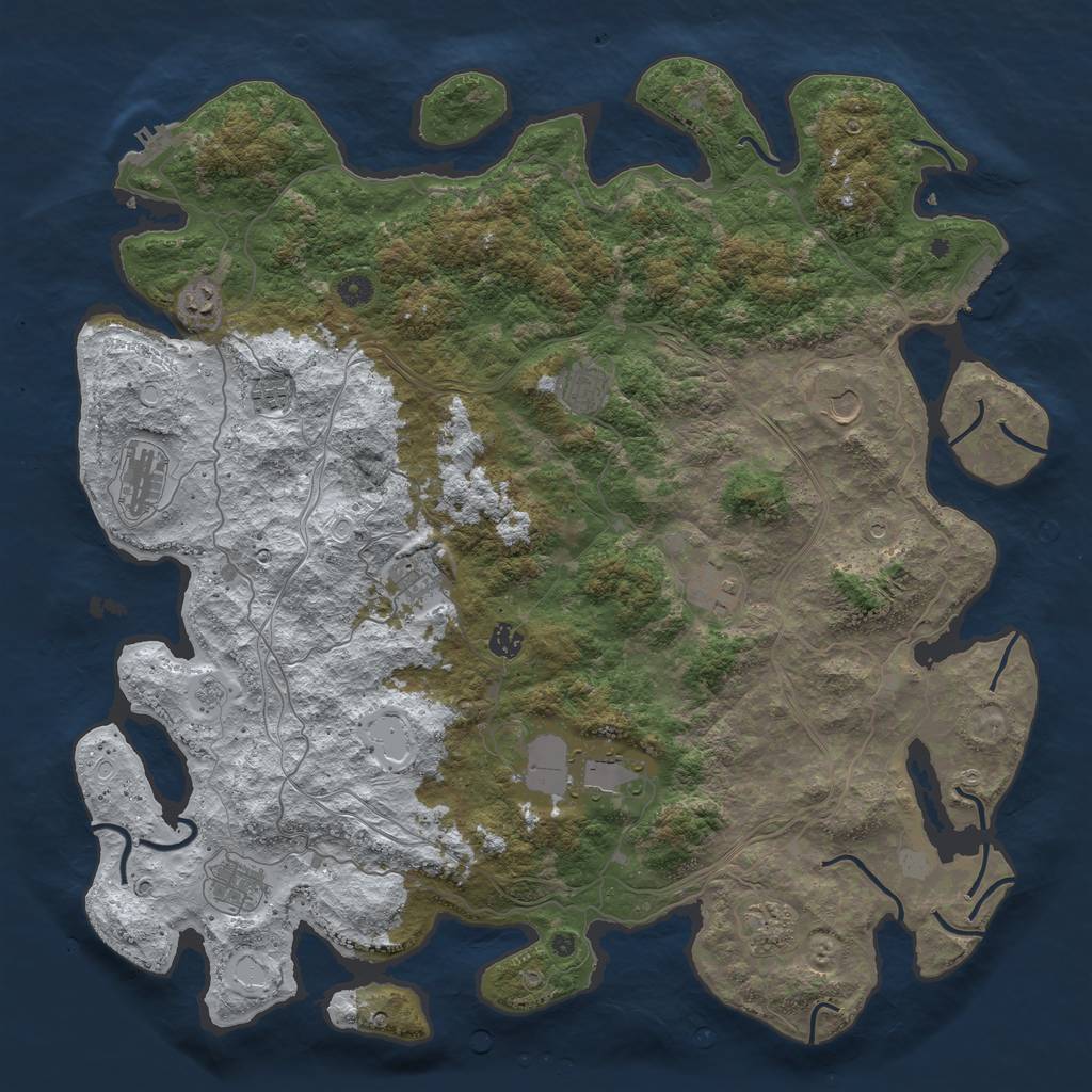 Rust Map: Procedural Map, Size: 4800, Seed: 2068028547, 20 Monuments