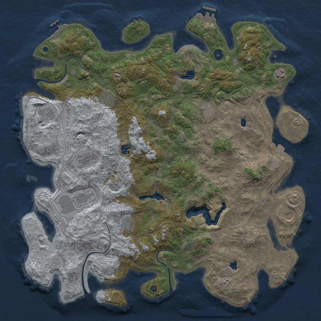 Rust Map: Procedural Map, Size: 4800, Seed: 2068028547, 16 Monuments