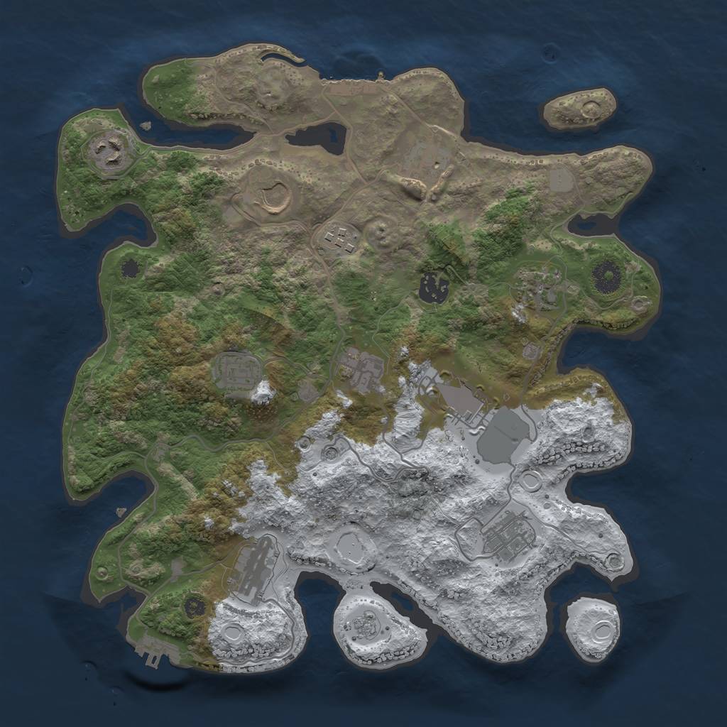 Rust Map: Procedural Map, Size: 3500, Seed: 1897970430, 20 Monuments