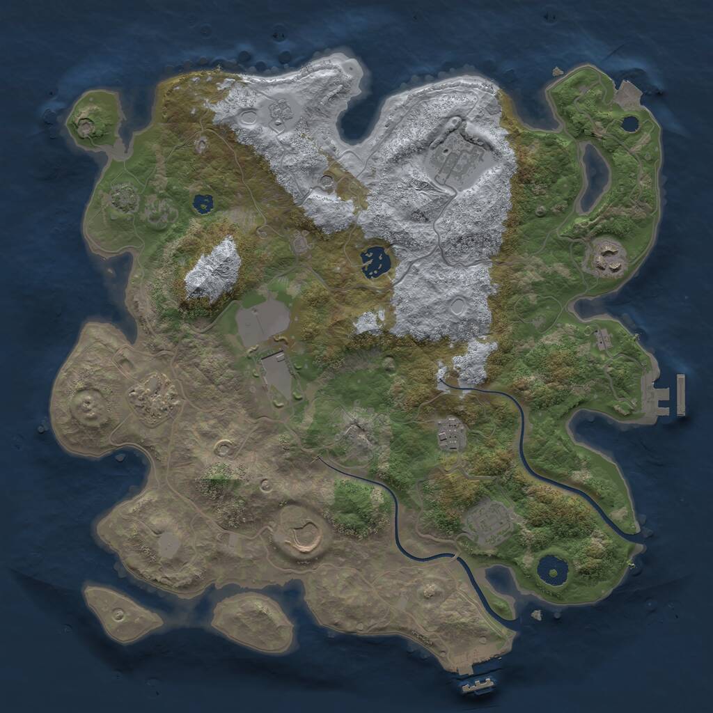 Rust Map: Procedural Map, Size: 3500, Seed: 743291363, 14 Monuments
