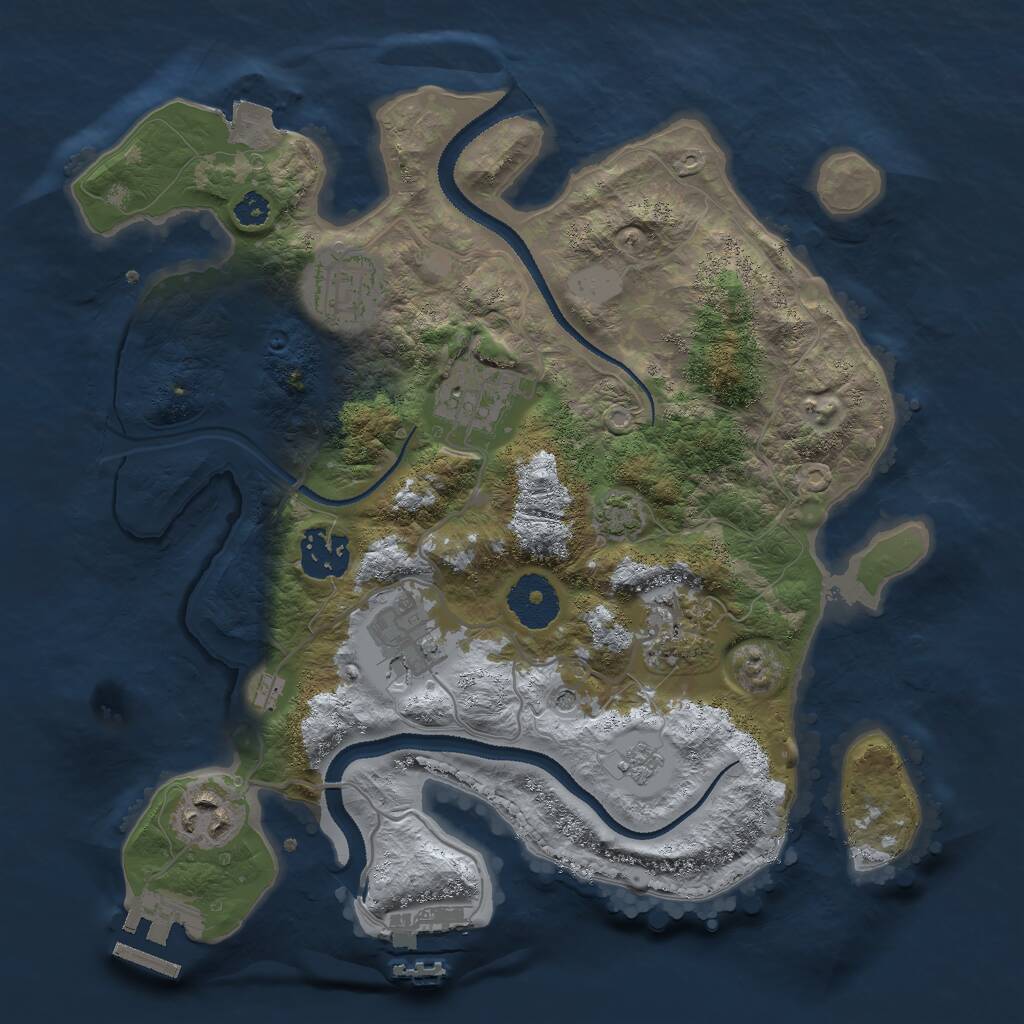 Rust Map: Procedural Map, Size: 3000, Seed: 1020888227, 12 Monuments