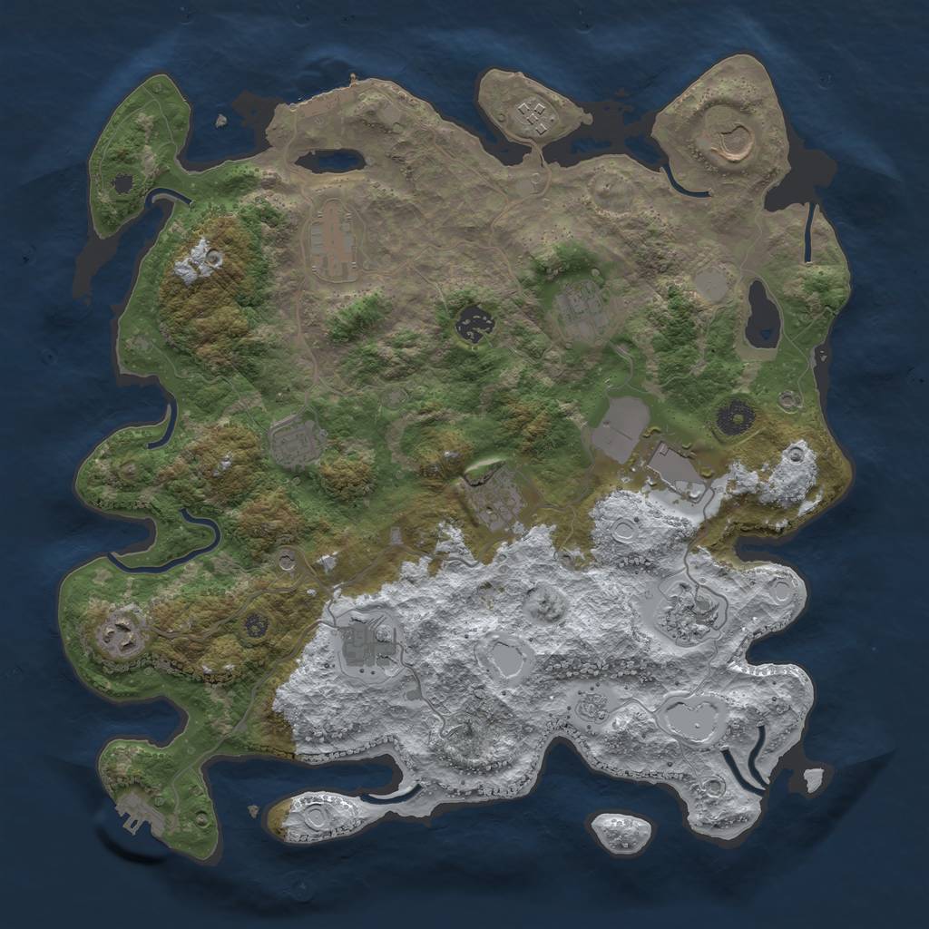 Rust Map: Procedural Map, Size: 3850, Seed: 945410625, 20 Monuments