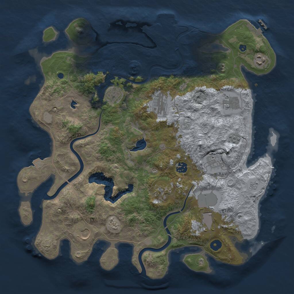 Rust Map: Procedural Map, Size: 4000, Seed: 22308, 16 Monuments