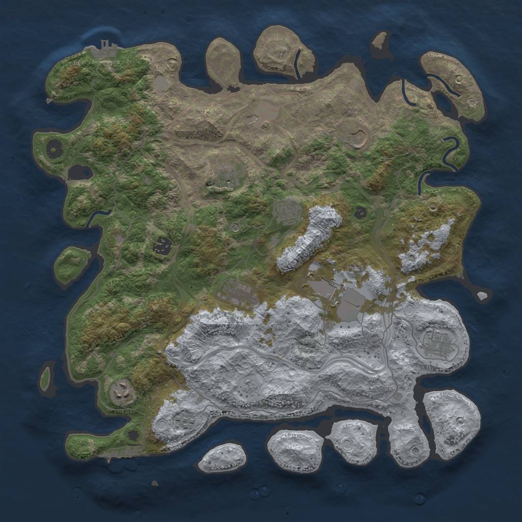 Rust Map: Procedural Map, Size: 4250, Seed: 165901870, 19 Monuments