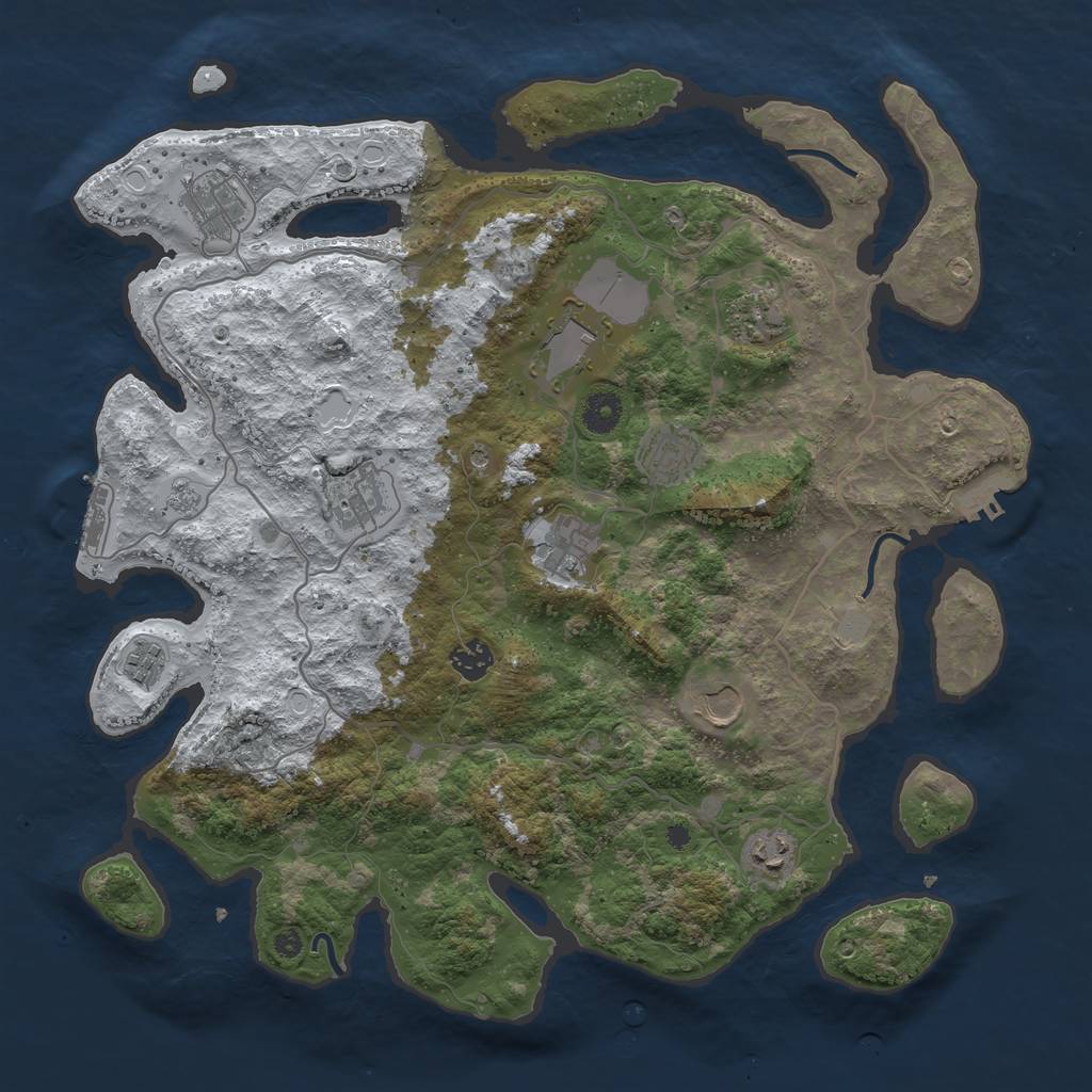 Rust Map: Procedural Map, Size: 4000, Seed: 543628212, 19 Monuments