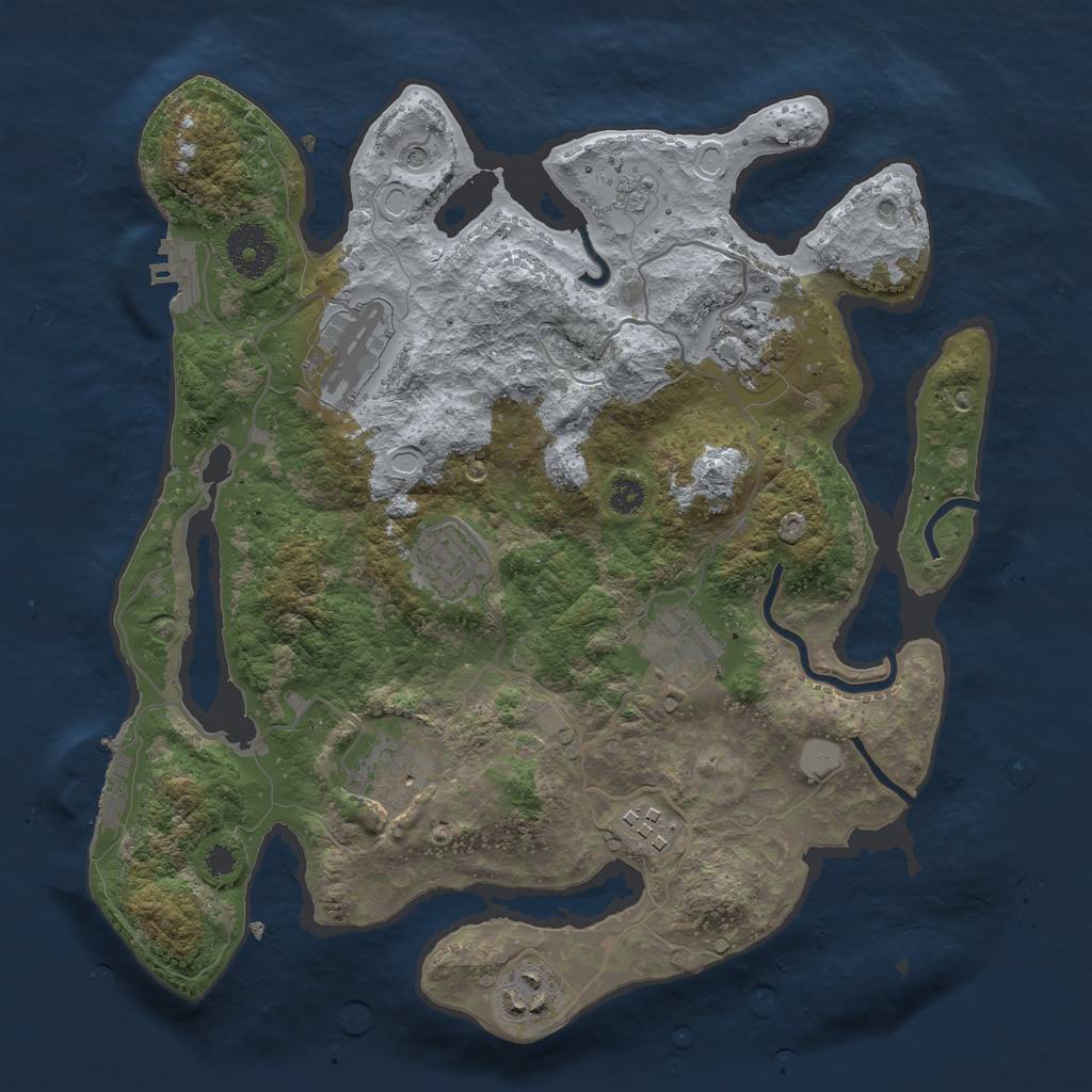 Rust Map: Procedural Map, Size: 3200, Seed: 5615, 16 Monuments