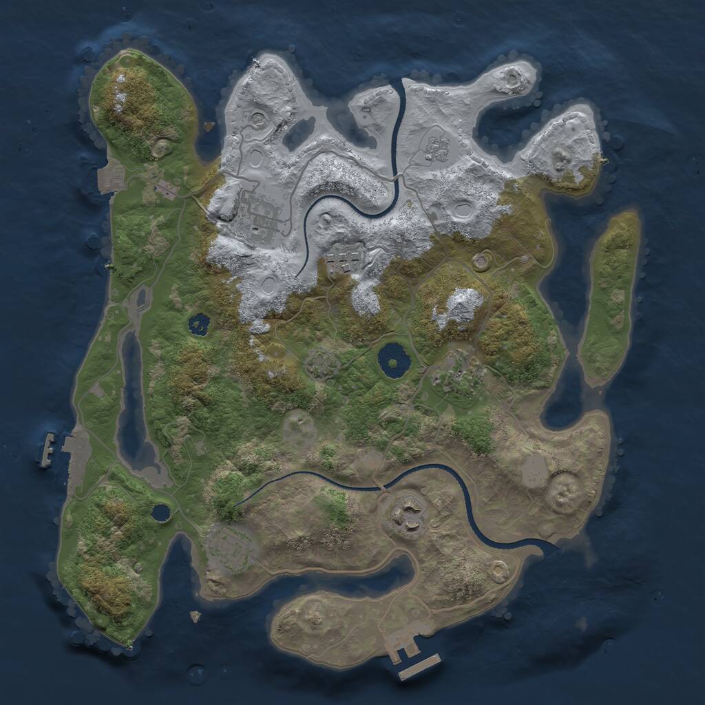 Rust Map: Procedural Map, Size: 3200, Seed: 5615, 11 Monuments