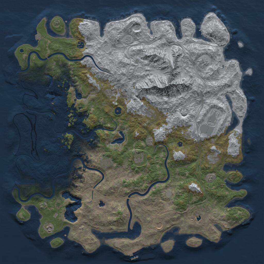 Rust Map: Procedural Map, Size: 5500, Seed: 226457, 16 Monuments