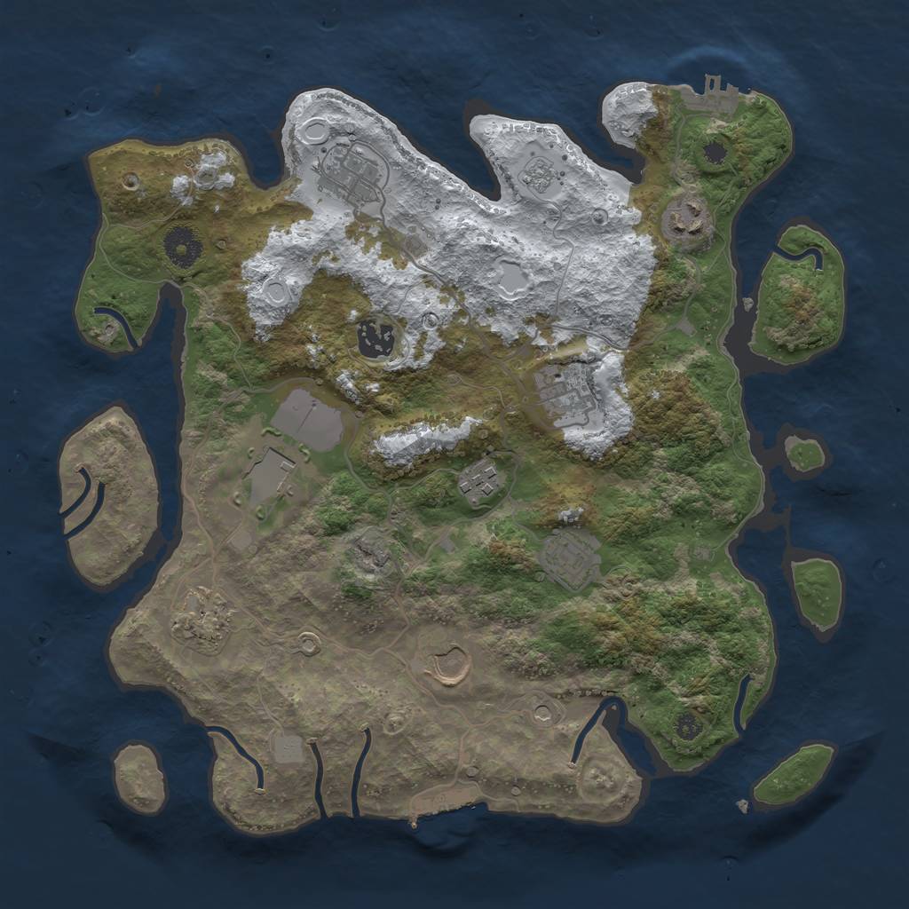 Rust Map: Procedural Map, Size: 3500, Seed: 9111323, 18 Monuments