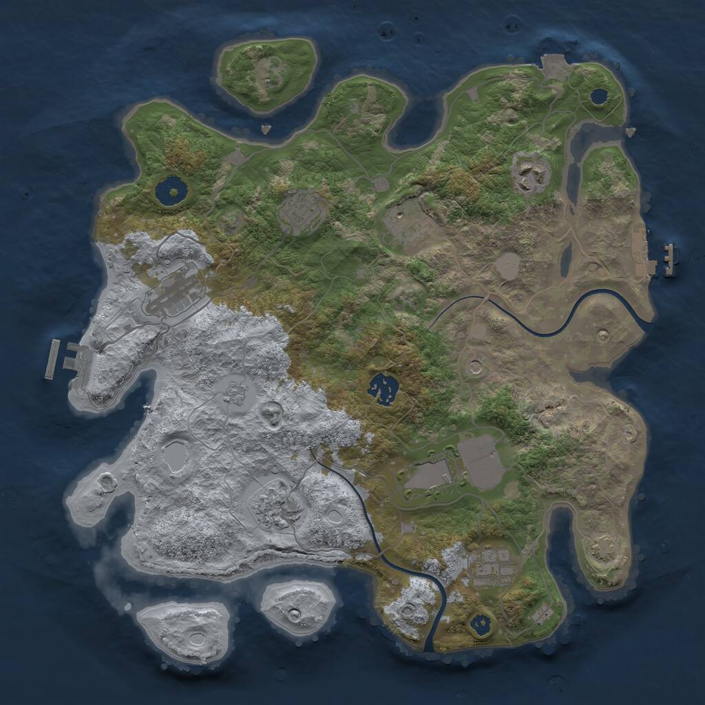 Rust Map: Procedural Map, Size: 3500, Seed: 601507154, 14 Monuments