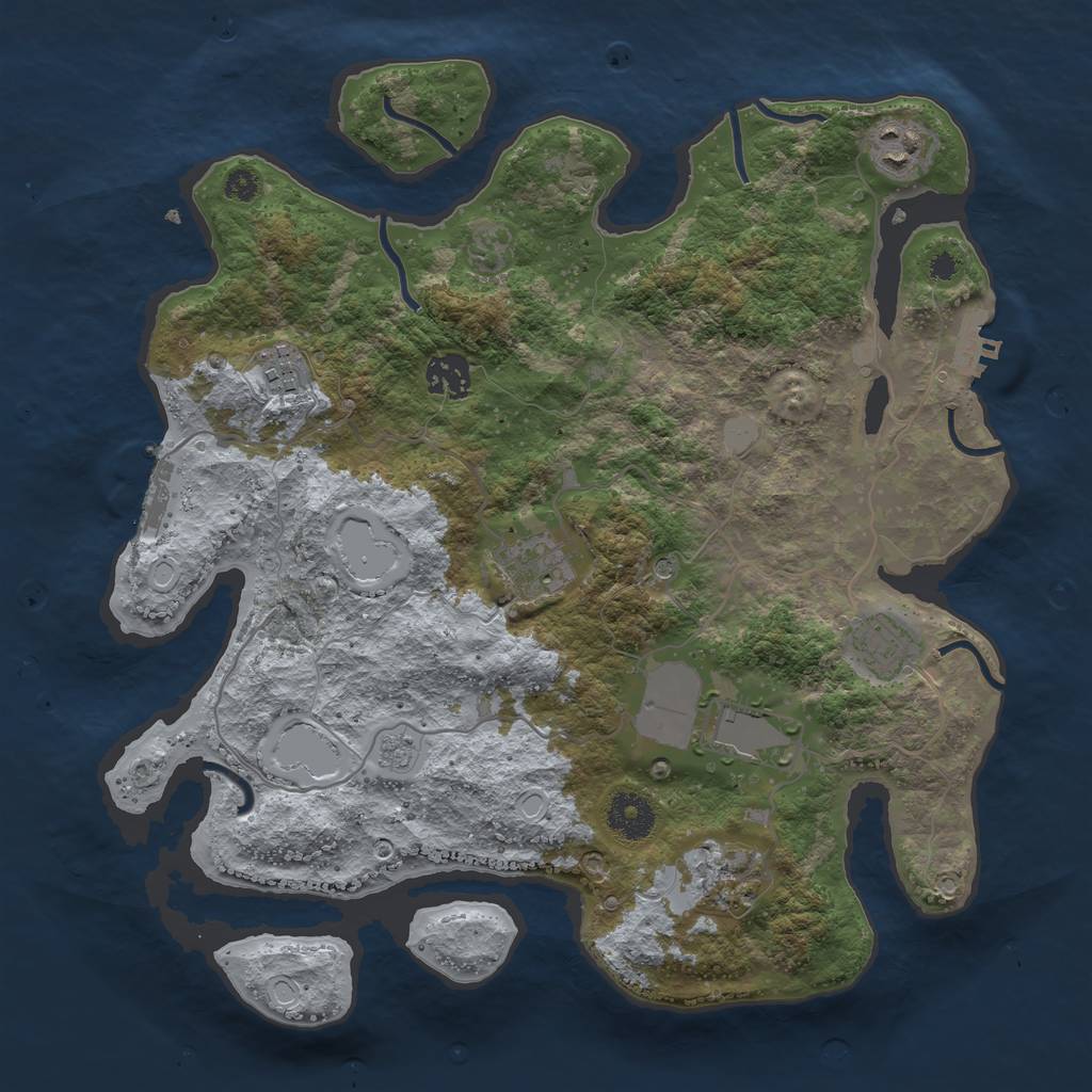 Rust Map: Procedural Map, Size: 3500, Seed: 601507154, 14 Monuments