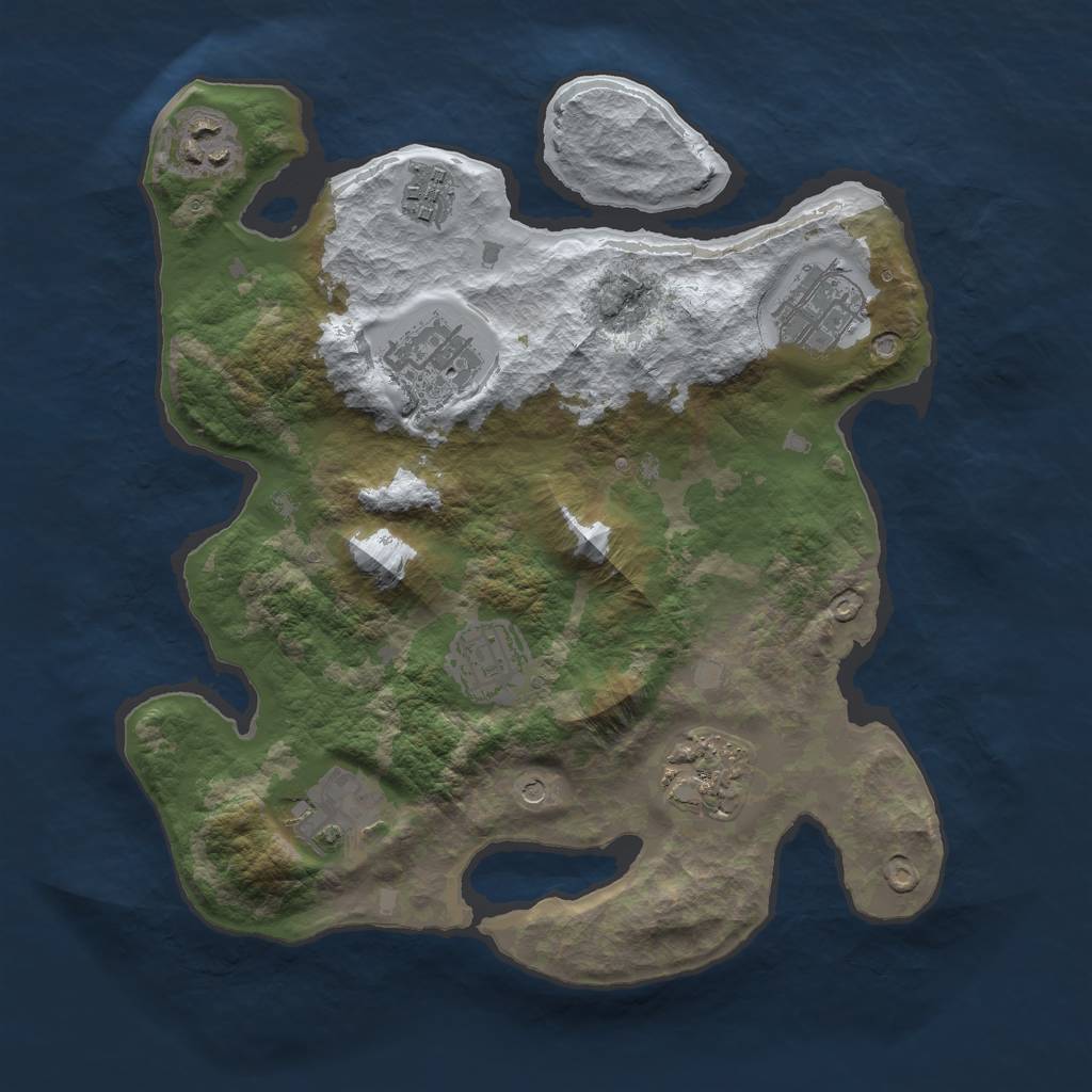 Rust Map: Barren, Size: 3000, Seed: 1613702333, 10 Monuments