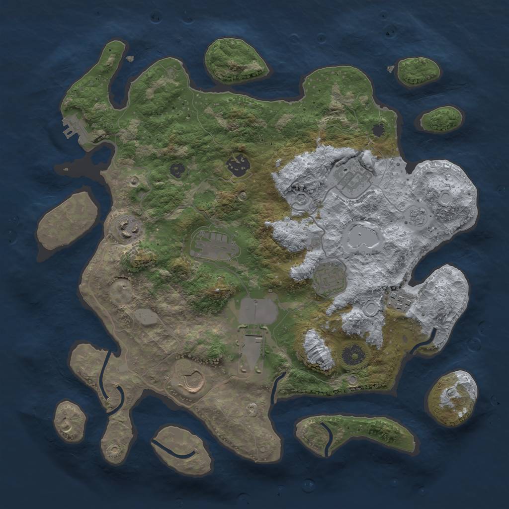 Rust Map: Procedural Map, Size: 3500, Seed: 1987763060, 16 Monuments