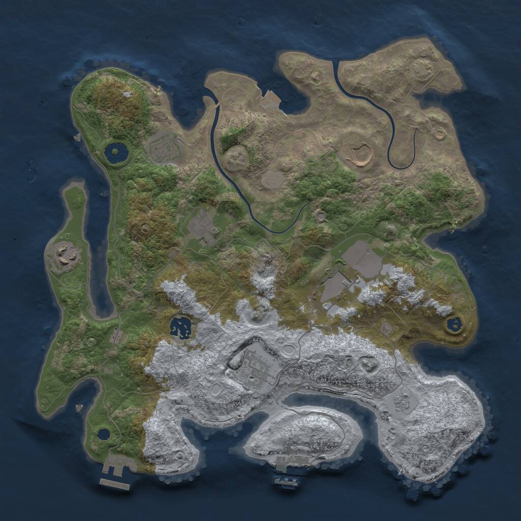 Rust Map: Procedural Map, Size: 3500, Seed: 257837821, 12 Monuments