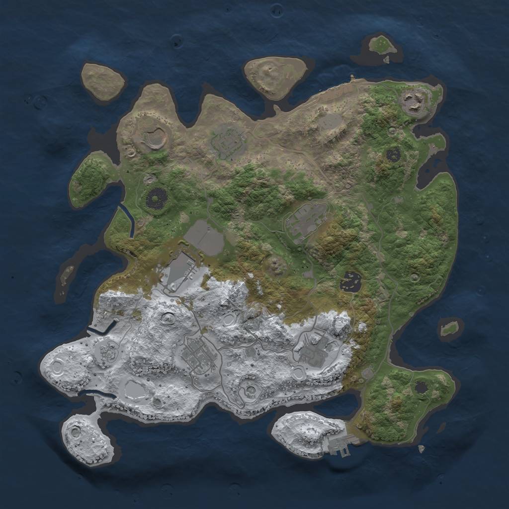 Rust Map: Procedural Map, Size: 3500, Seed: 343584074, 17 Monuments