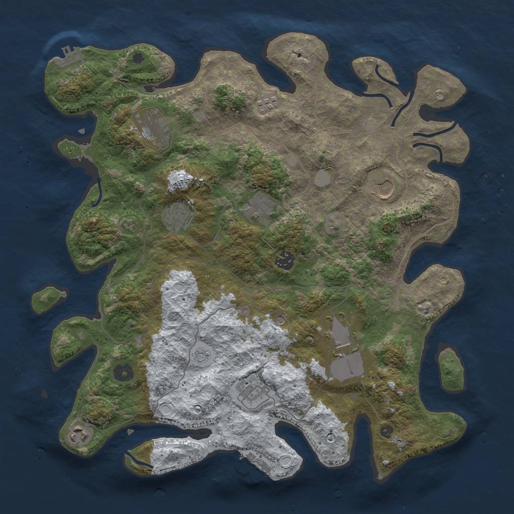 Rust Map: Procedural Map, Size: 4000, Seed: 6824382, 18 Monuments