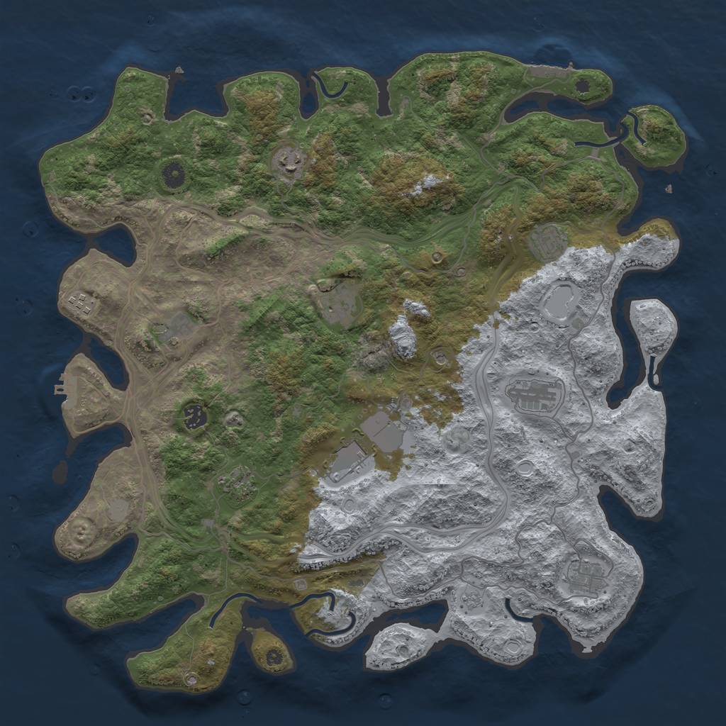 Rust Map: Procedural Map, Size: 4500, Seed: 86969, 19 Monuments