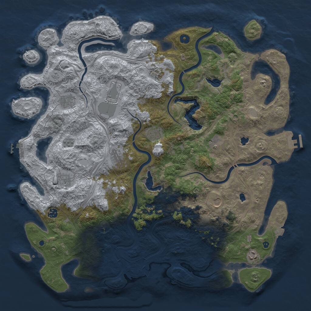 Rust Map: Procedural Map, Size: 4800, Seed: 61661, 17 Monuments