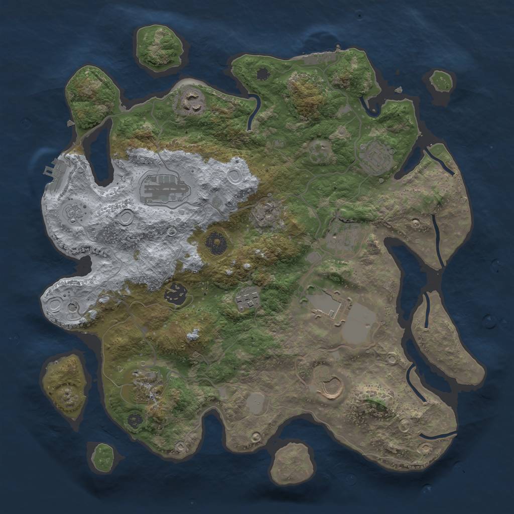 Rust Map: Procedural Map, Size: 3500, Seed: 1280942022, 18 Monuments