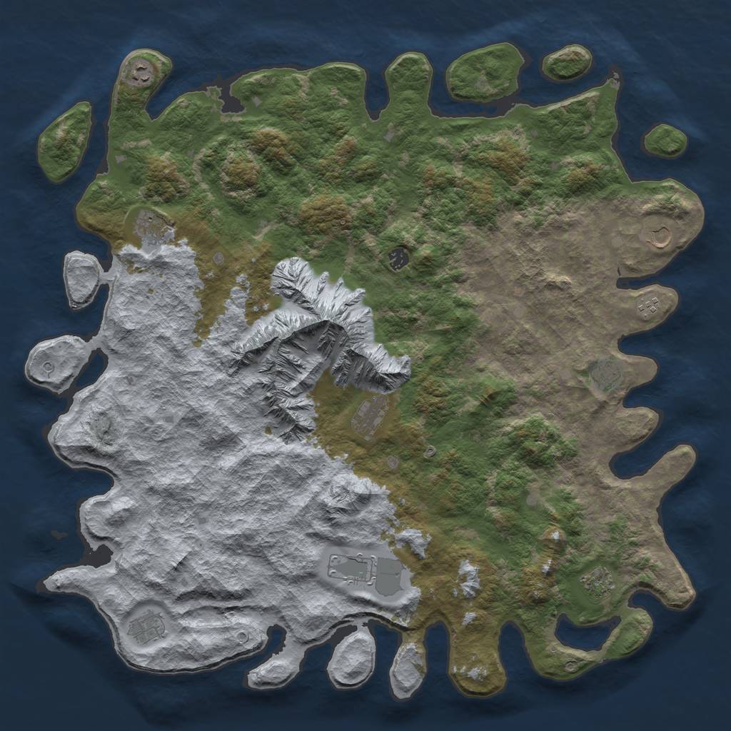 Rust Map: Barren, Size: 5250, Seed: 42549, 13 Monuments