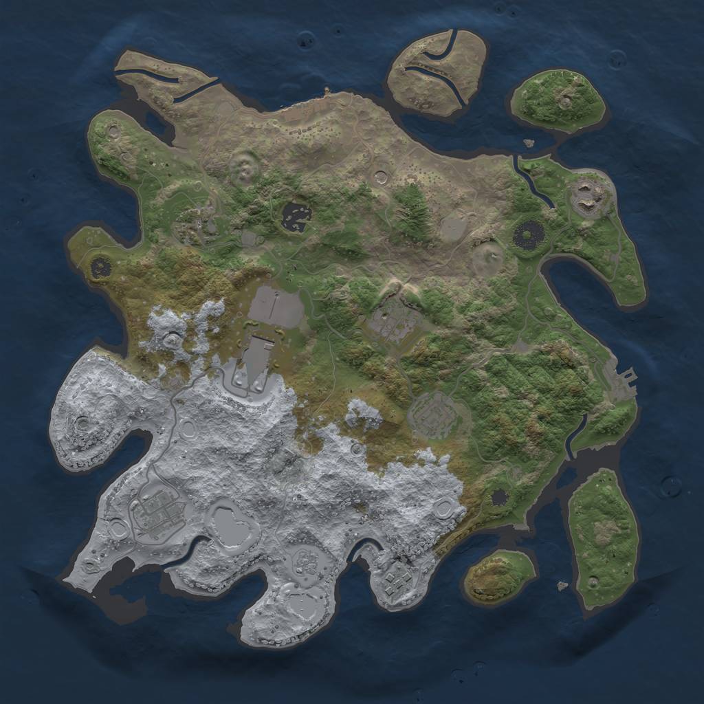 Rust Map: Procedural Map, Size: 3500, Seed: 2307, 17 Monuments