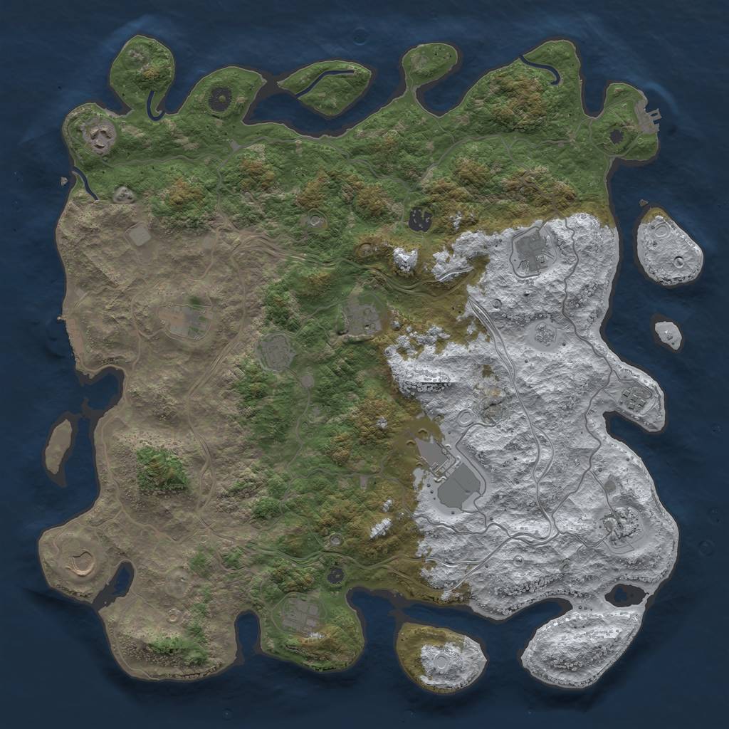 Rust Map: Procedural Map, Size: 4500, Seed: 1952359482, 20 Monuments