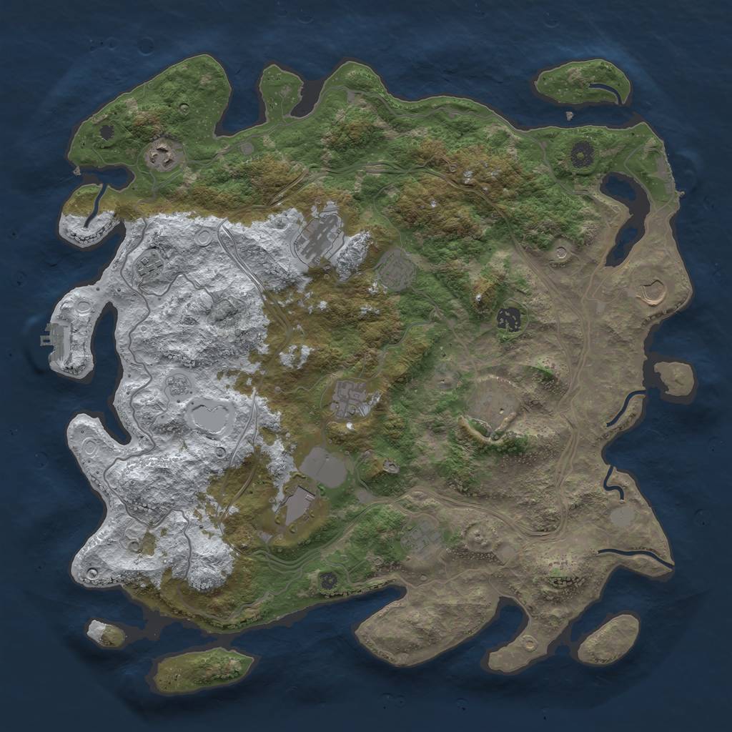 Rust Map: Procedural Map, Size: 4300, Seed: 857378078, 19 Monuments