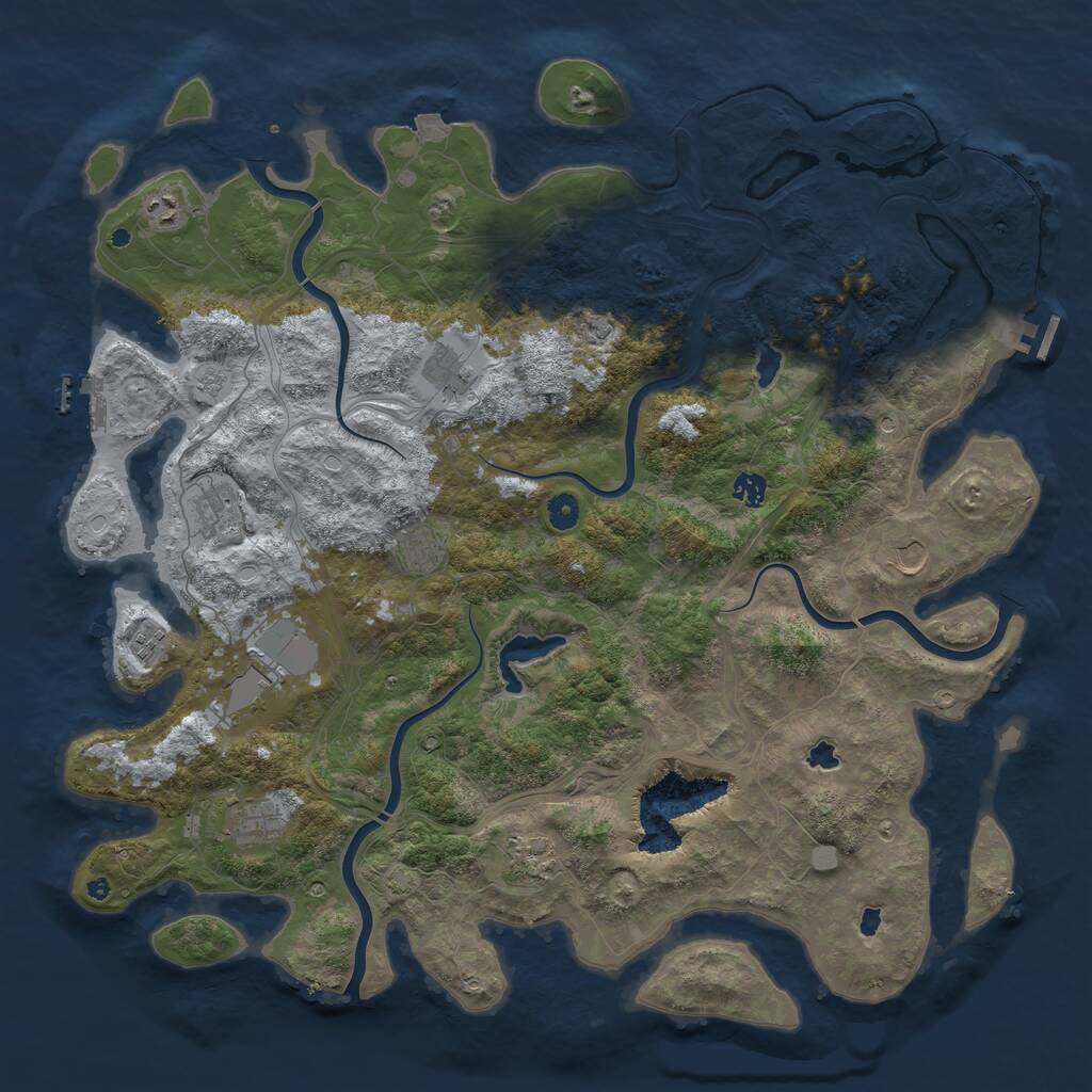 Rust Map: Procedural Map, Size: 4800, Seed: 610293233, 16 Monuments