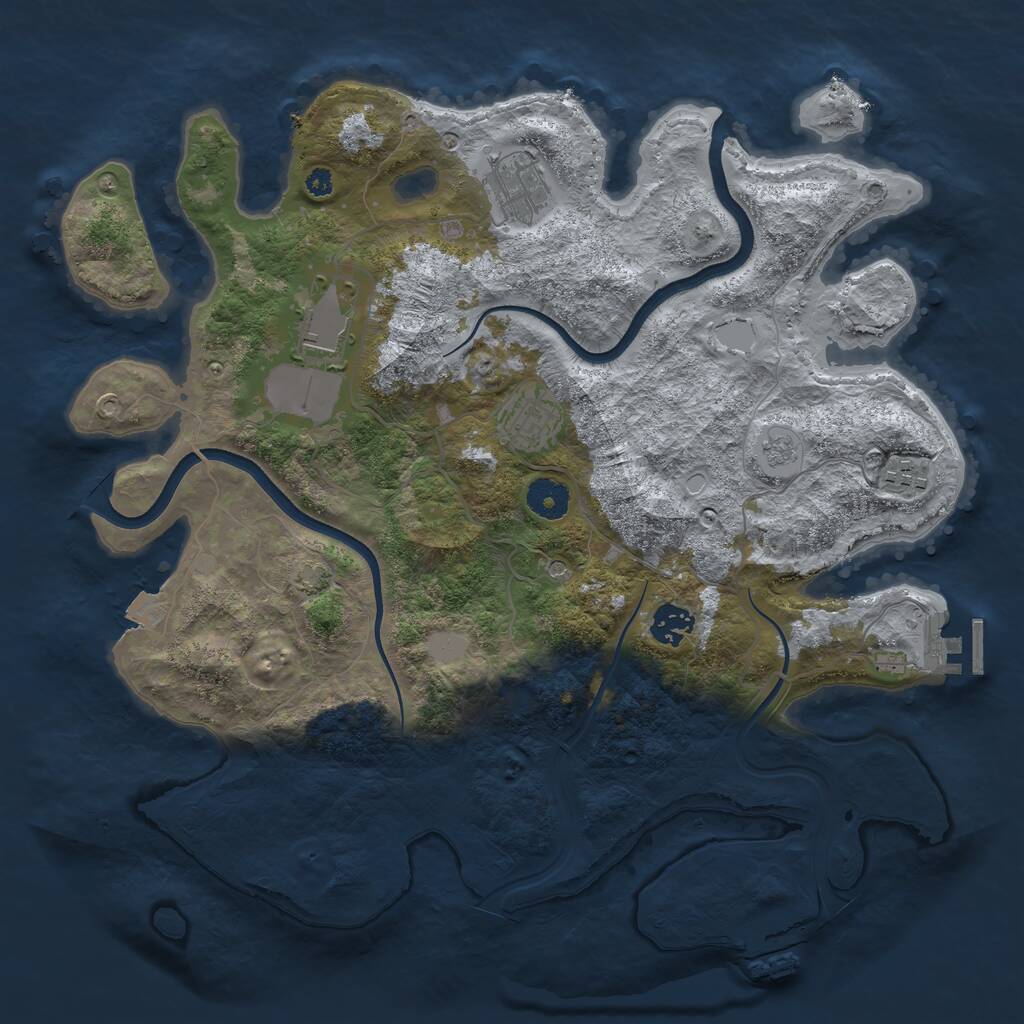 Rust Map: Procedural Map, Size: 3700, Seed: 384394670, 11 Monuments