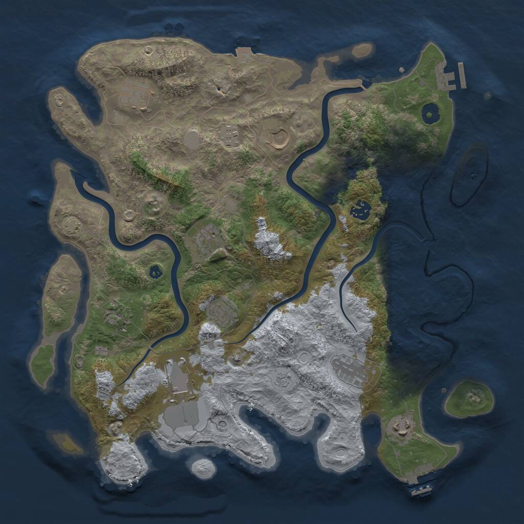 Rust Map: Procedural Map, Size: 3950, Seed: 398498292, 16 Monuments