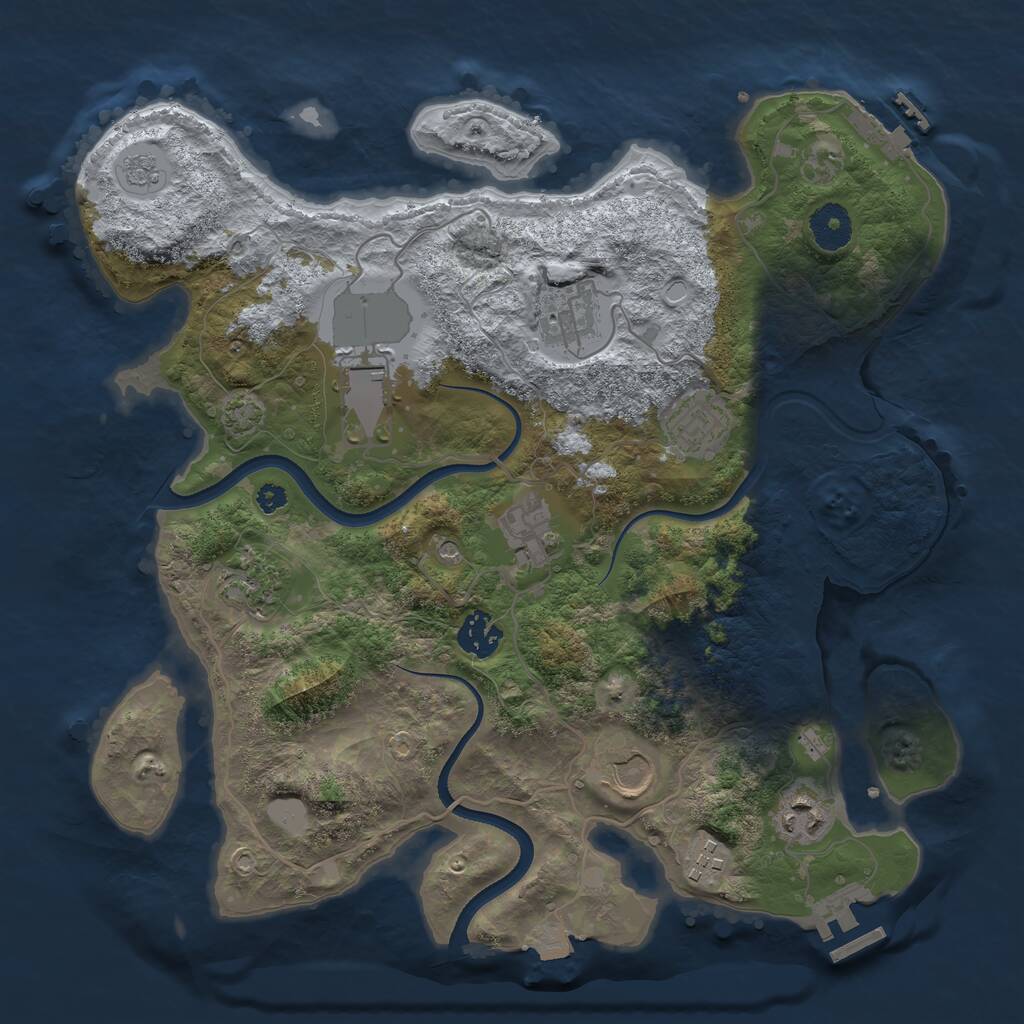 Rust Map: Procedural Map, Size: 3500, Seed: 19845623, 15 Monuments